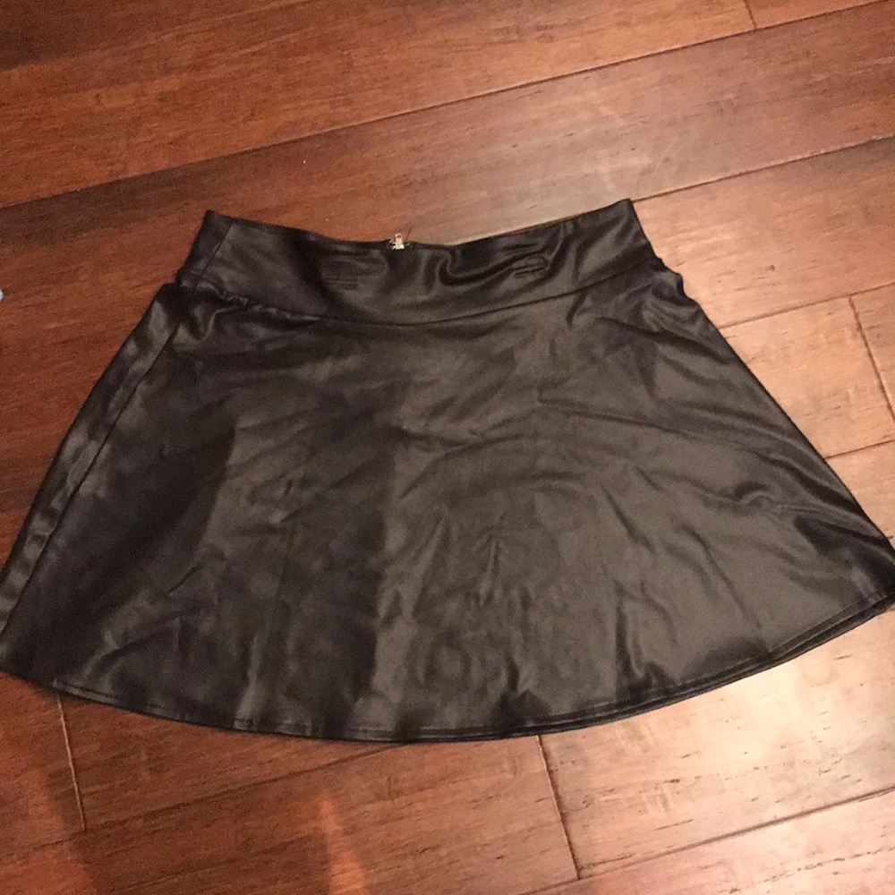 Forever 21 Black Faux Leather Skater Skirt